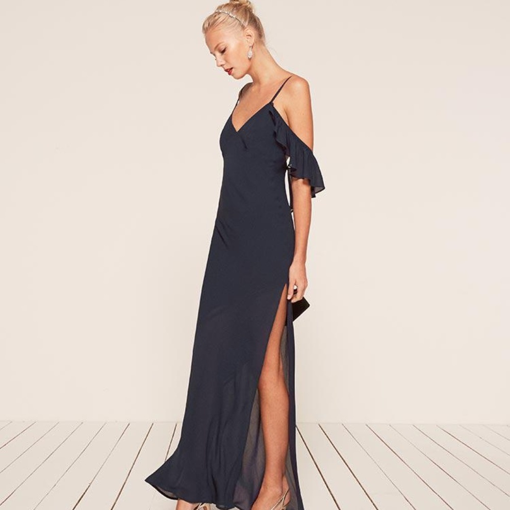Reformation Ferrara dress navy  blue